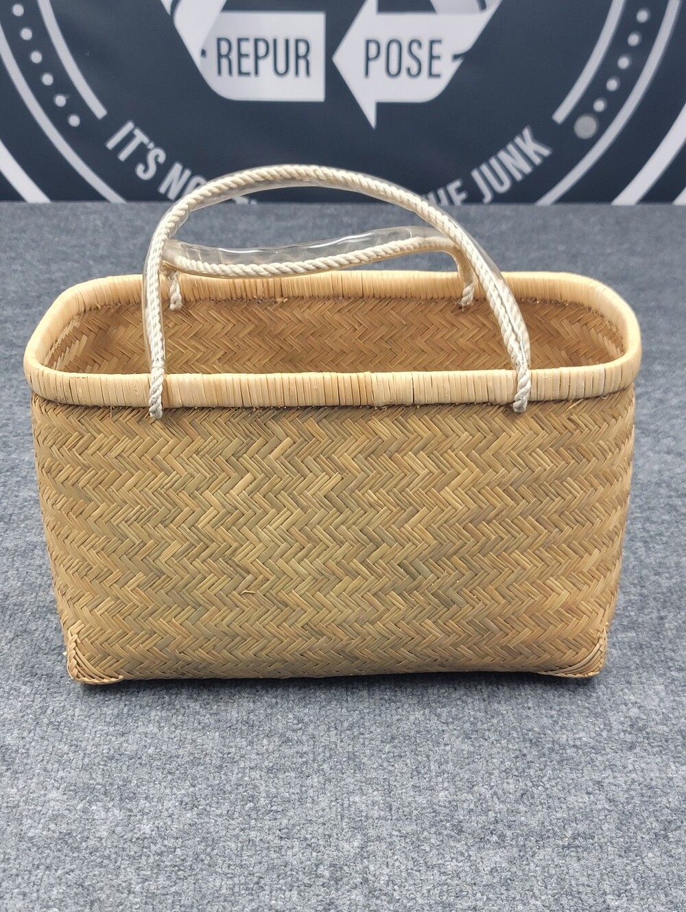 Vintage Nantucket Basket Wicker Tote Bag 14"×7"